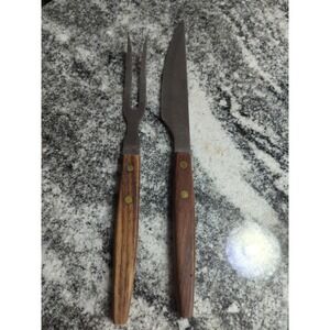 Vintage St. Regis Stainless Japan Carving Set Wood Handles